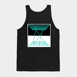 Inverted Blue Laser Grid Geometric Abstract Acrylic Painting Tank Top